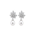 14K Gold Lab-Grown Diamond & Pearl Blooming Floral Drop Earrings