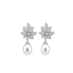 14K Gold Lab-Grown Diamond & Pearl Blooming Floral Drop Earrings