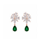 14K Gold Marquise & Pear-Cut Lab-Grown Diamond Floral with Pear-Cut Lab-Grown Emerald Statement Drop Earrings
