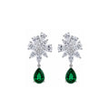 14K Gold Marquise & Pear-Cut Lab-Grown Diamond Floral with Pear-Cut Lab-Grown Emerald Statement Drop Earrings