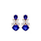 14K Gold Pear & Cushion-Cut Lab-Grown Sapphire with Marquise Lab-Grown Diamond High Jewelry Drop Earrings