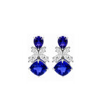 14K Gold Pear & Cushion-Cut Lab-Grown Sapphire with Marquise Lab-Grown Diamond High Jewelry Drop Earrings