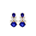 14K Gold Pear & Cushion-Cut Lab-Grown Sapphire with Marquise Lab-Grown Diamond High Jewelry Drop Earrings