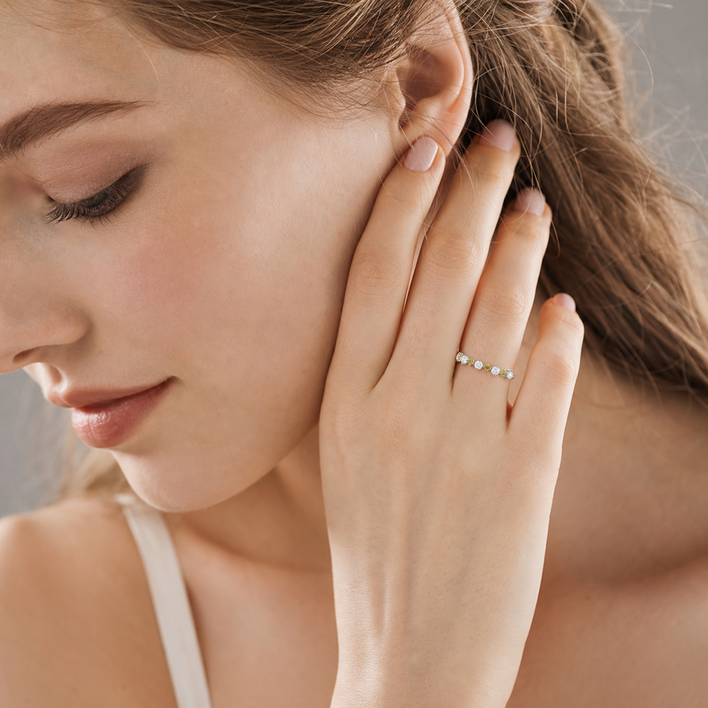 Canary Yellow & White Stone Stacking Ring