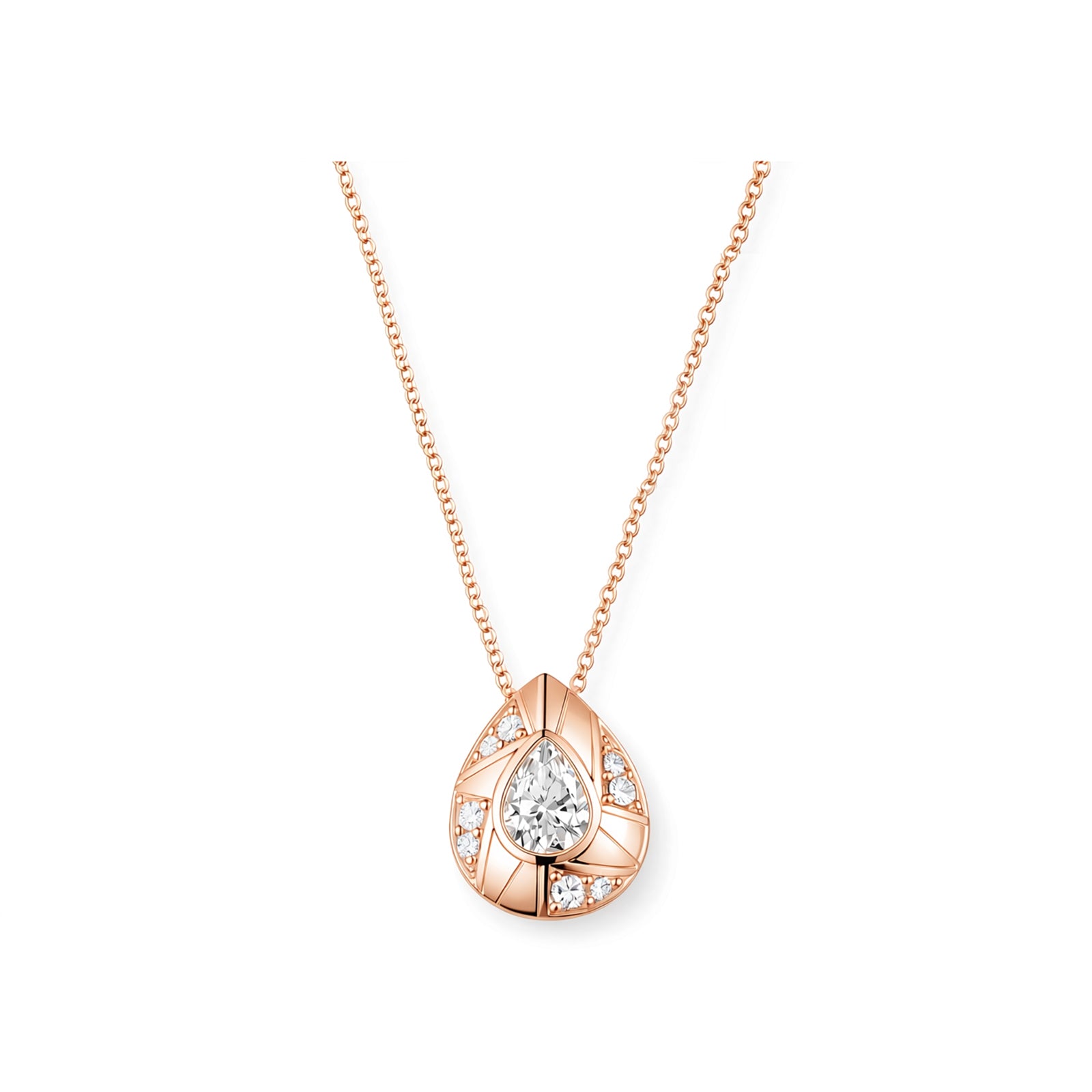 14K Gold Lab-Grown Diamond Pear-Shape Geometric Pendant Necklace