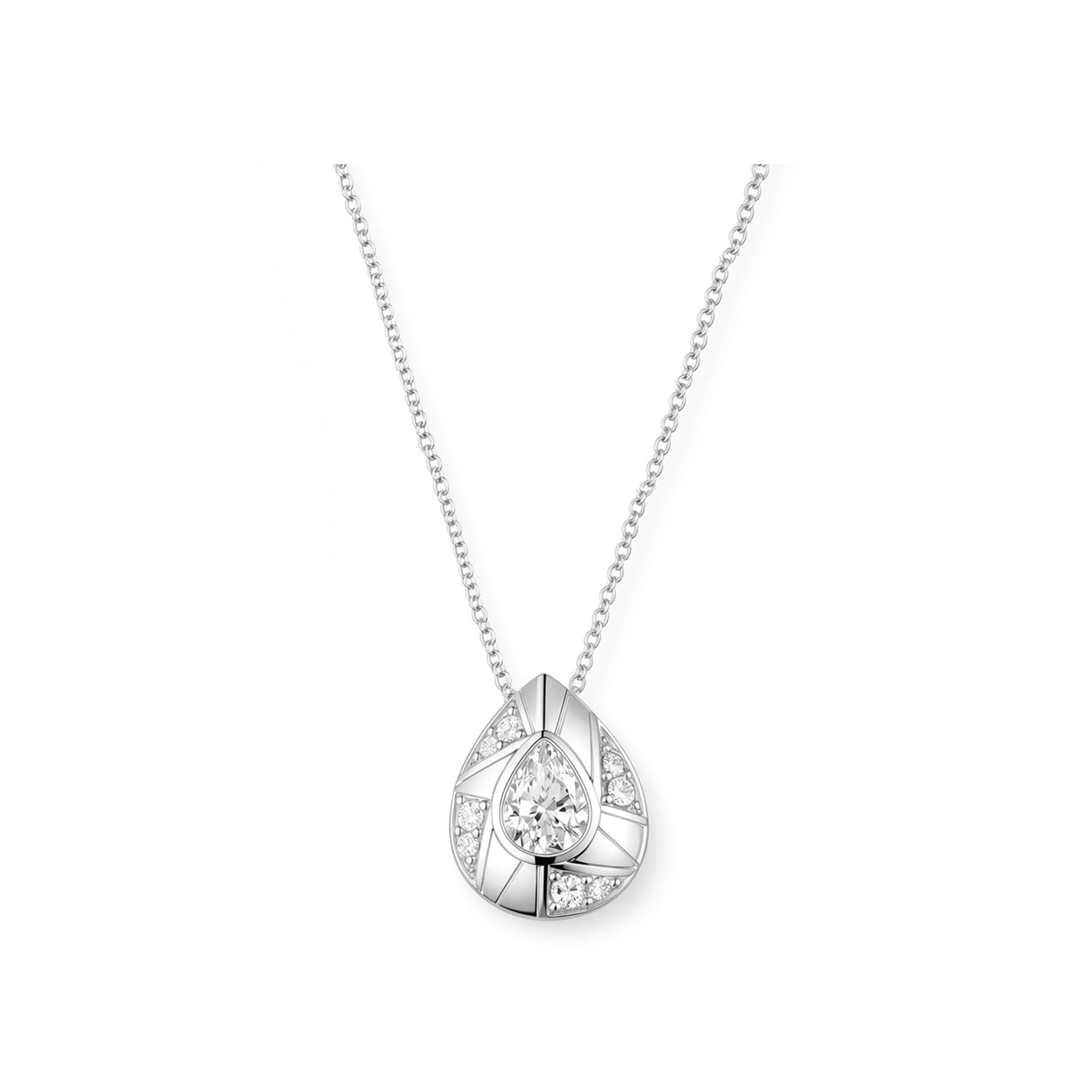 14K Gold Lab-Grown Diamond Pear-Shape Geometric Pendant Necklace
