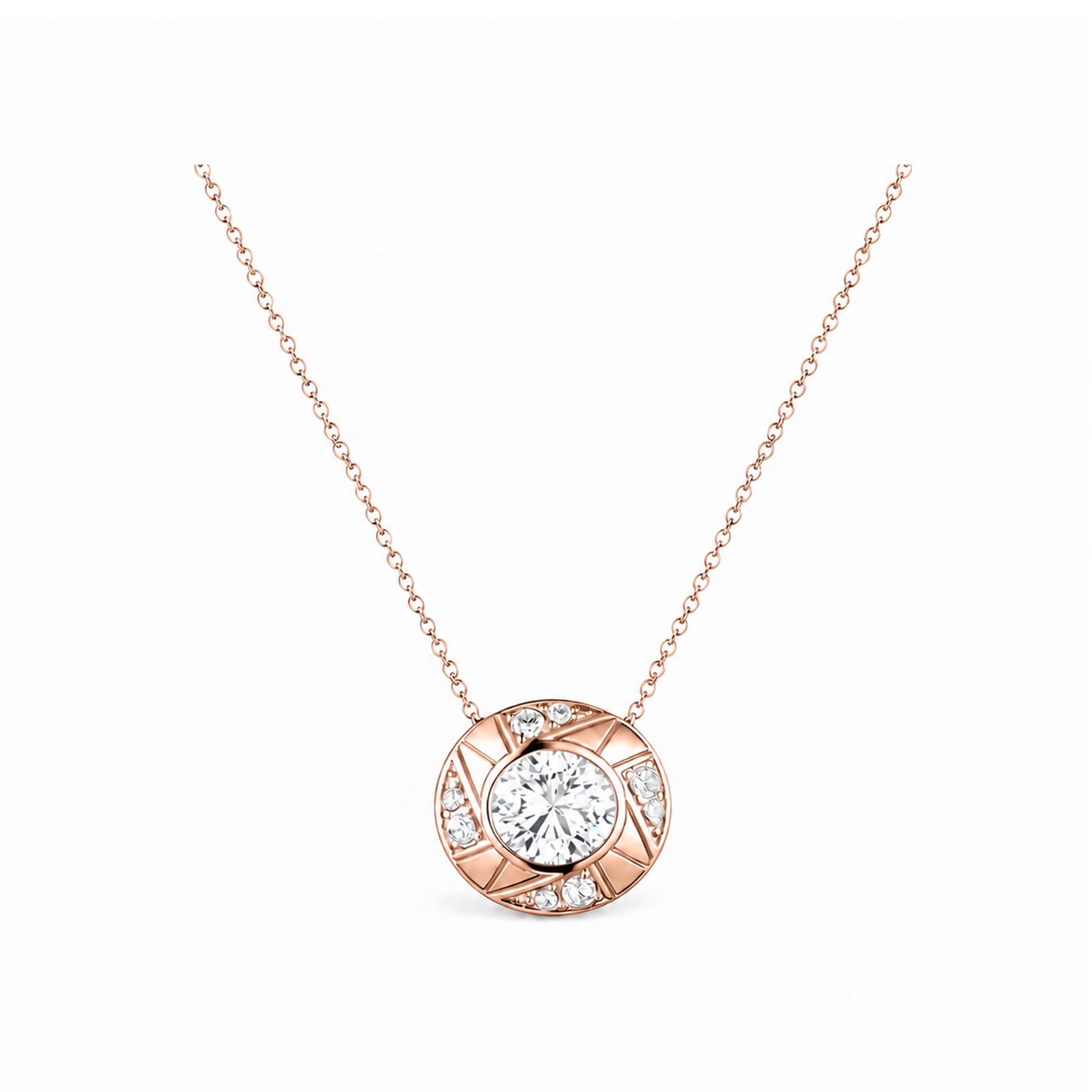 14K Gold Lab-Grown Diamond Round Geometric Pendant Necklace