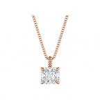 14K Gold Lab-Grown Diamond Square Solitaire Pendant Necklace