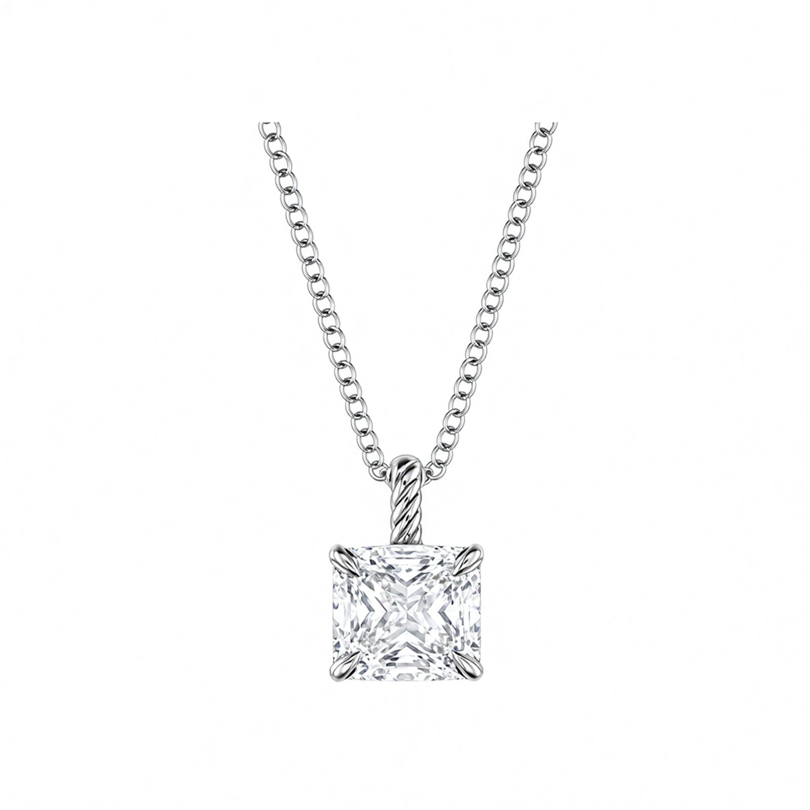 14K Gold Lab-Grown Diamond Square Solitaire Pendant Necklace
