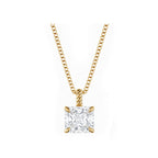 14K Gold Lab-Grown Diamond Square Solitaire Pendant Necklace
