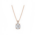 14K Gold Lab-Grown Diamond Oval Pendant Necklace