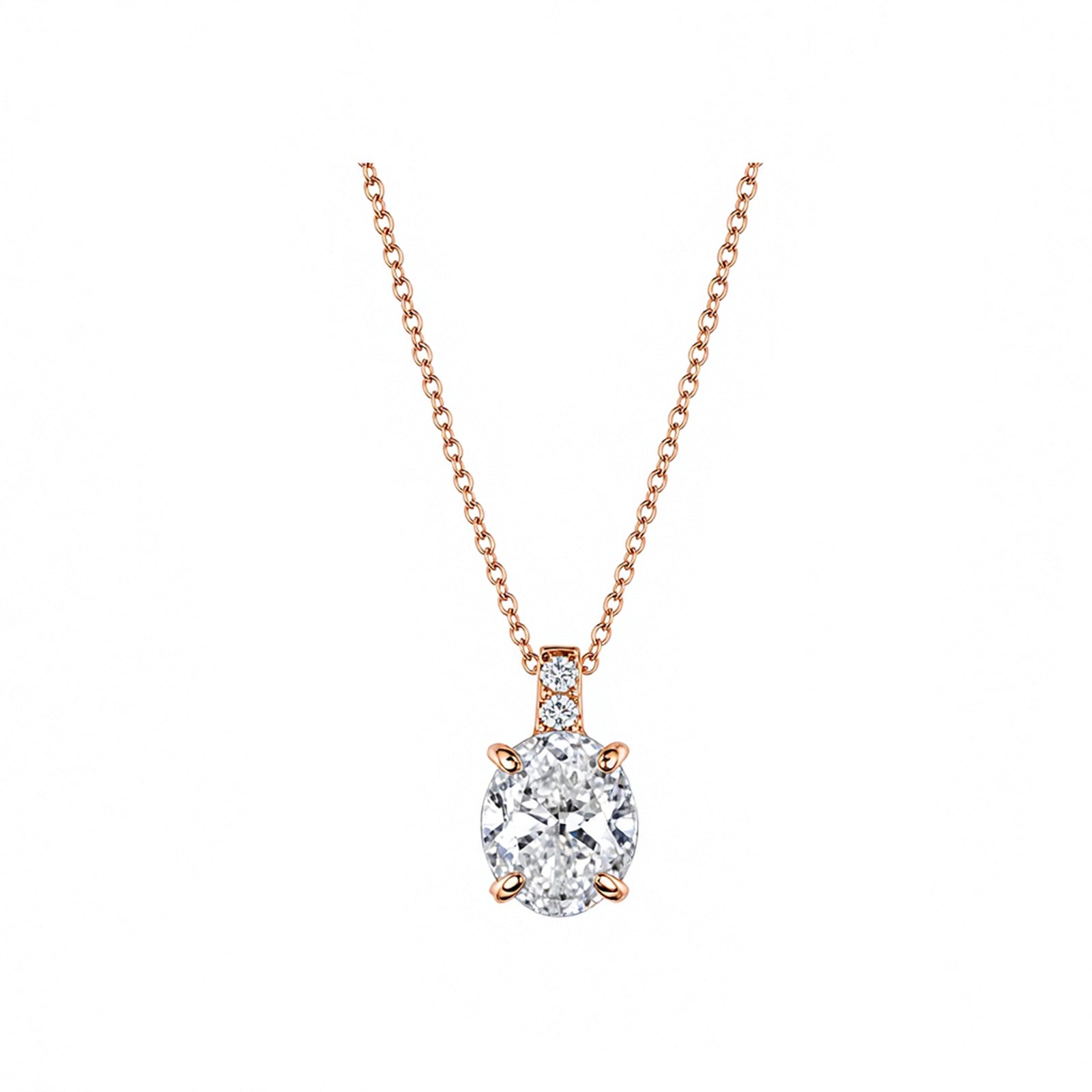 14K Gold Lab-Grown Diamond Oval Pendant Necklace
