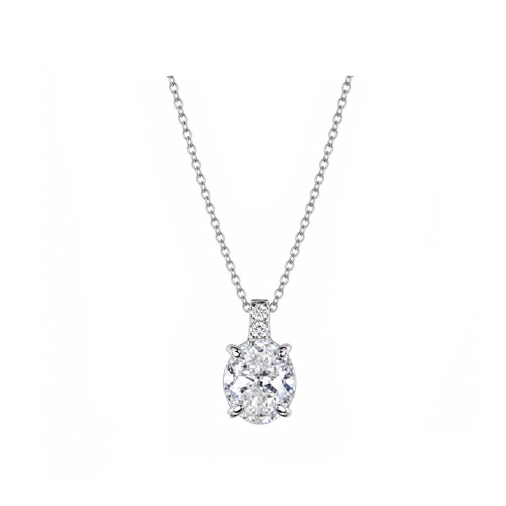 14K Gold Lab-Grown Diamond Oval Pendant Necklace