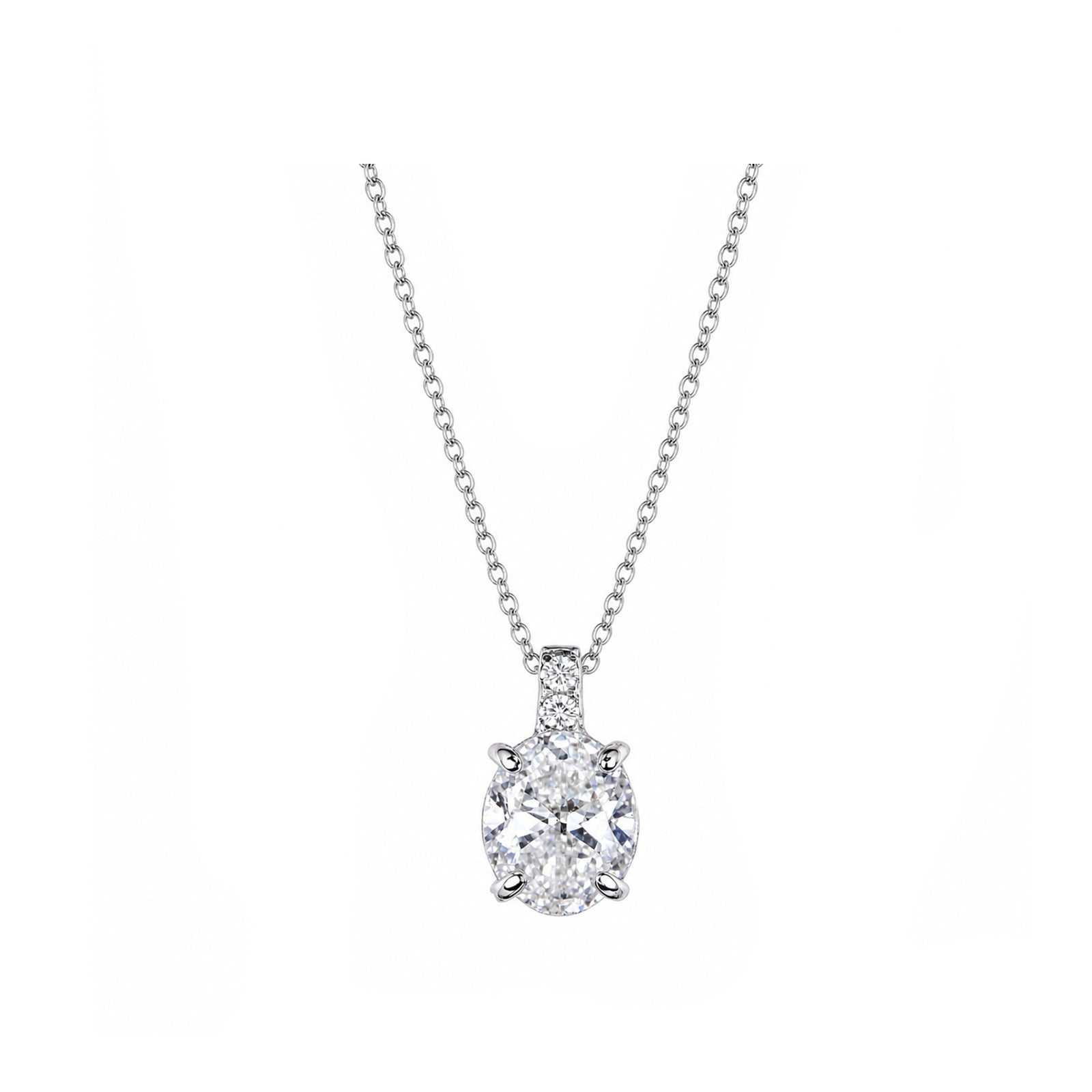 14K Gold Lab-Grown Diamond Oval Pendant Necklace