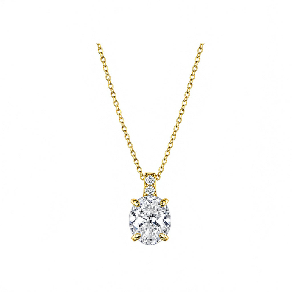 14K Gold Lab-Grown Diamond Oval Pendant Necklace