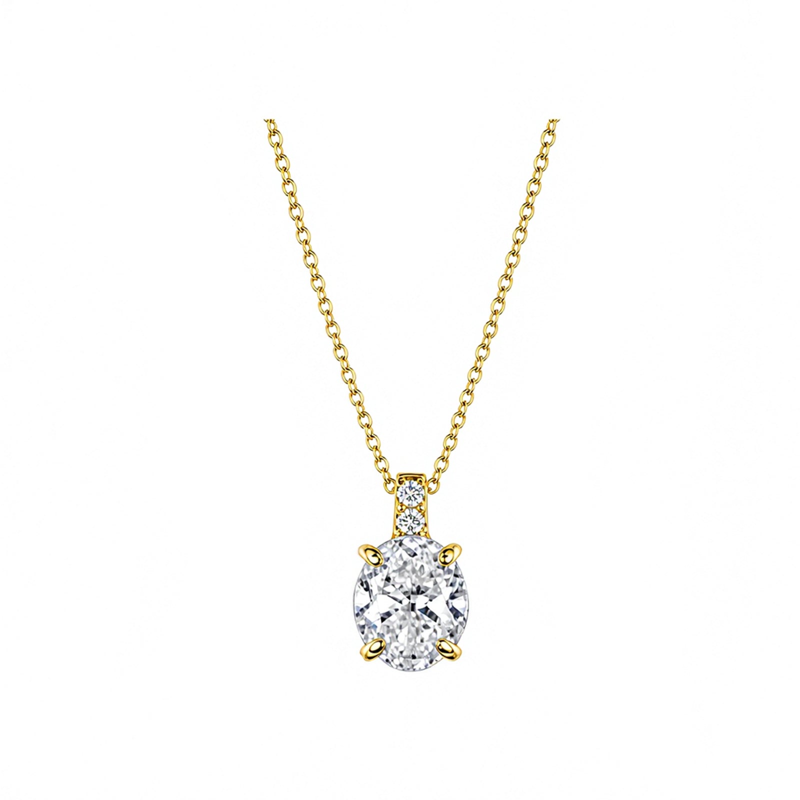 14K Gold Lab-Grown Diamond Oval Pendant Necklace