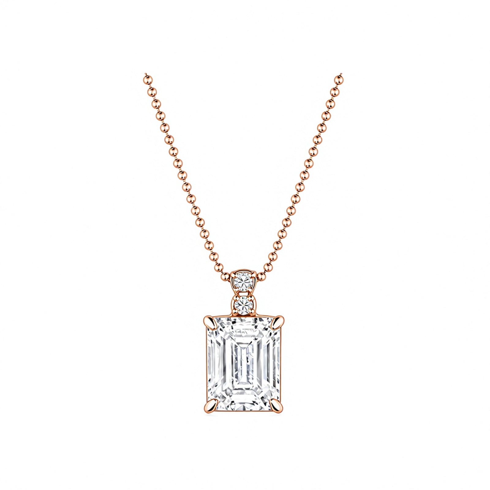 14K Gold Lab-Grown Diamond Emerald-Cut Pendant Necklace