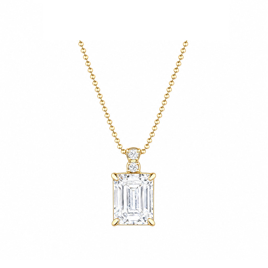 14K Gold Lab-Grown Diamond Emerald-Cut Pendant Necklace