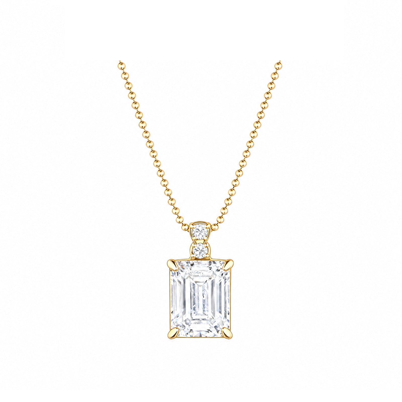 14K Gold Lab-Grown Diamond Emerald-Cut Pendant Necklace