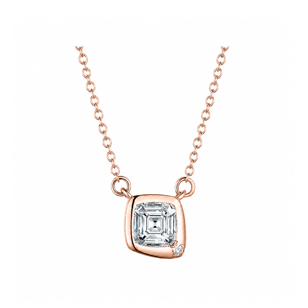 Cushion Frame Emerald Cut diamond Necklace
