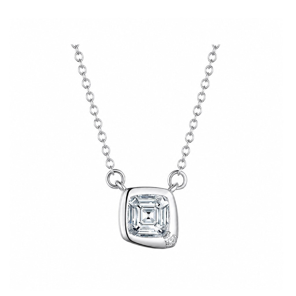 Cushion Frame Emerald Cut diamond Necklace