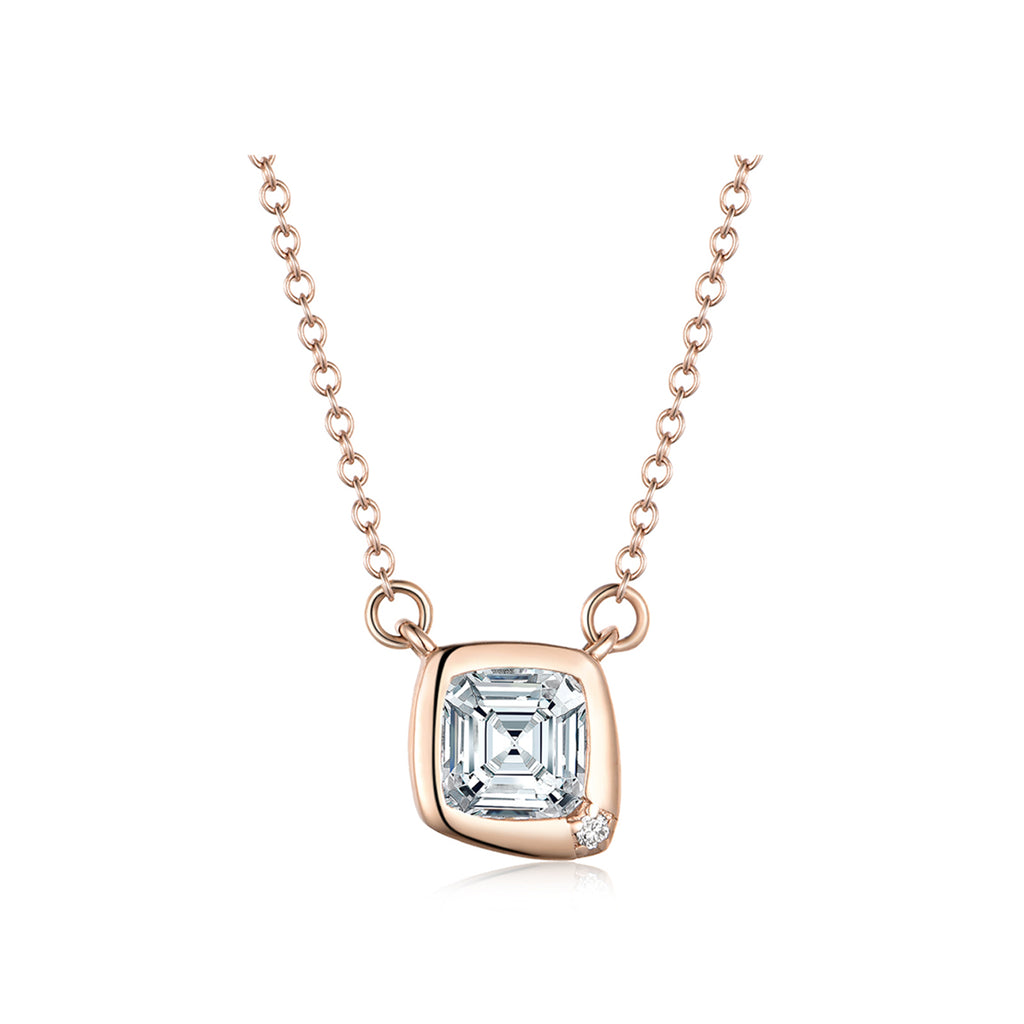 Cushion Frame Emerald Cut diamond Necklace