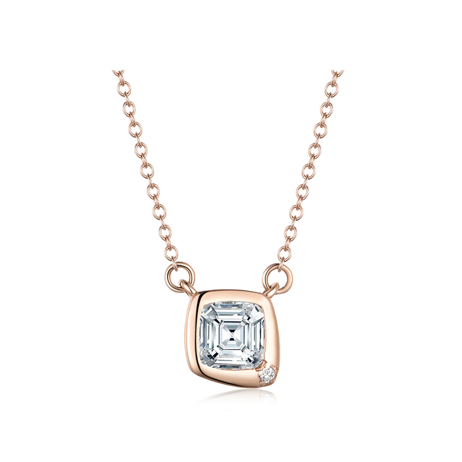 Cushion Frame Emerald Cut diamond Necklace