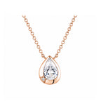 Classic Pear Cut Solitaire Necklace in Gold with Side Stone Accent