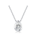 Classic Pear Cut Solitaire Necklace in Gold with Side Stone Accent