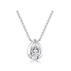Classic Pear Cut Solitaire Necklace in Gold with Side Stone Accent