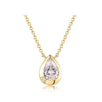 Classic Pear Cut Solitaire Necklace in Gold with Side Stone Accent