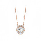 14K Gold Lab-Grown Diamond Oval Halo Necklace