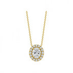 14K Gold Lab-Grown Diamond Oval Halo Necklace