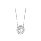 14K Gold Lab-Grown Diamond Oval Halo Necklace