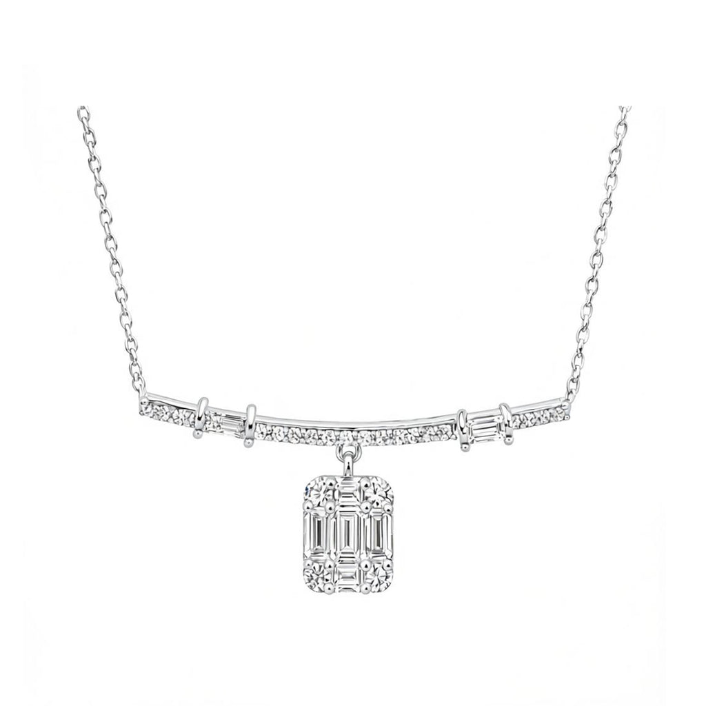 14K Gold Lab-Grown Diamond Bar & Square Drop Necklace