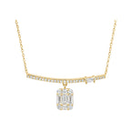 14K Gold Lab-Grown Diamond Bar & Square Drop Necklace