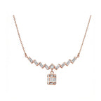 14K Gold Lab-Grown Diamond Geometric Zigzag Square Drop Necklace