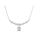 14K Gold Lab-Grown Diamond Geometric Zigzag Square Drop Necklace