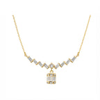 14K Gold Lab-Grown Diamond Geometric Zigzag Square Drop Necklace