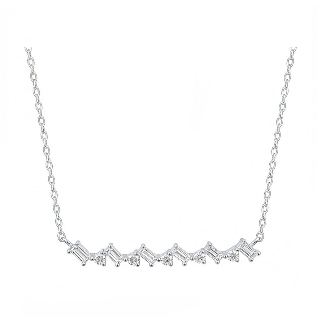 14K Gold Lab-Grown Diamond Geometric Curved Bar "Smile" Necklace