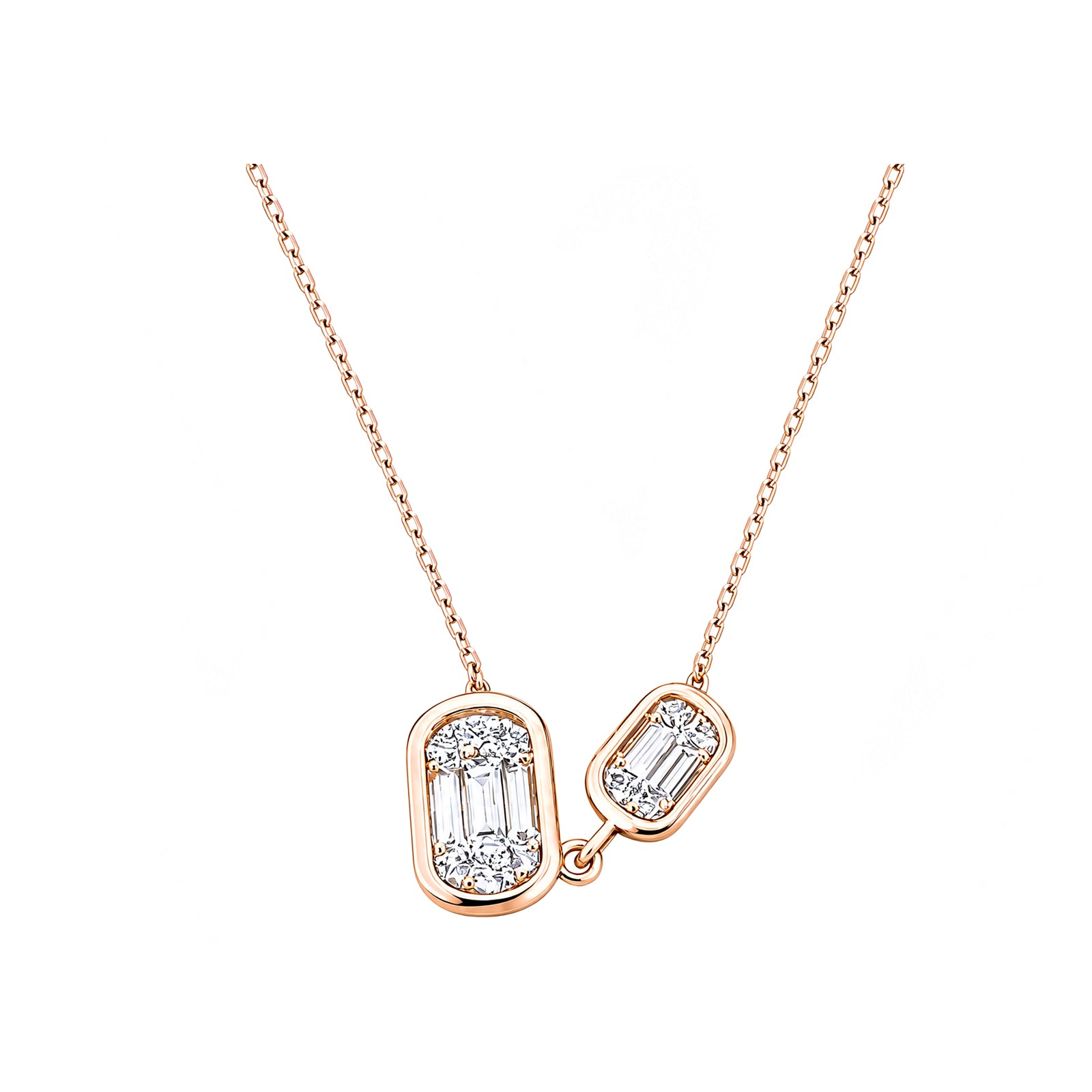 14K Gold Lab-Grown Diamond Double Illusion Oval Pendant Necklace