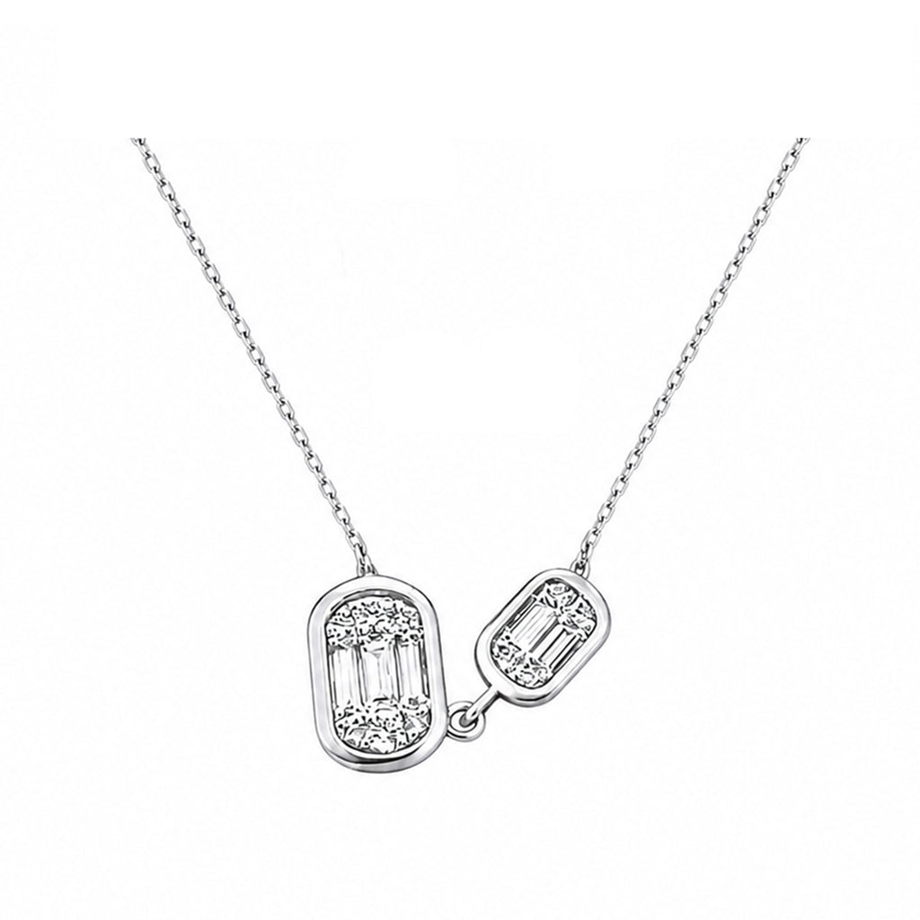 14K Gold Lab-Grown Diamond Double Illusion Oval Pendant Necklace