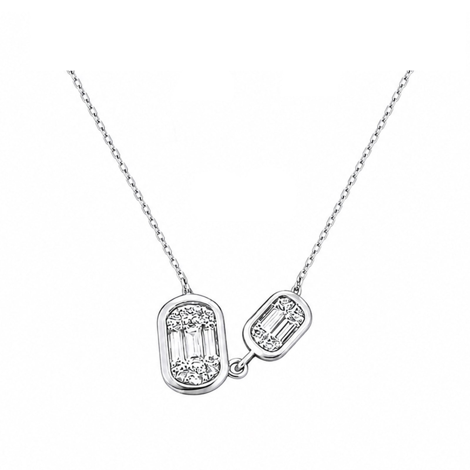 14K Gold Lab-Grown Diamond Double Illusion Oval Pendant Necklace