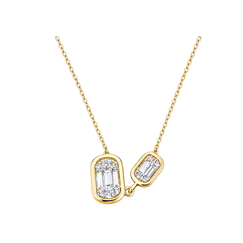 14K Gold Lab-Grown Diamond Double Illusion Oval Pendant Necklace
