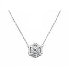 14K Gold Lab-Grown Diamond Hexagon Halo Necklace