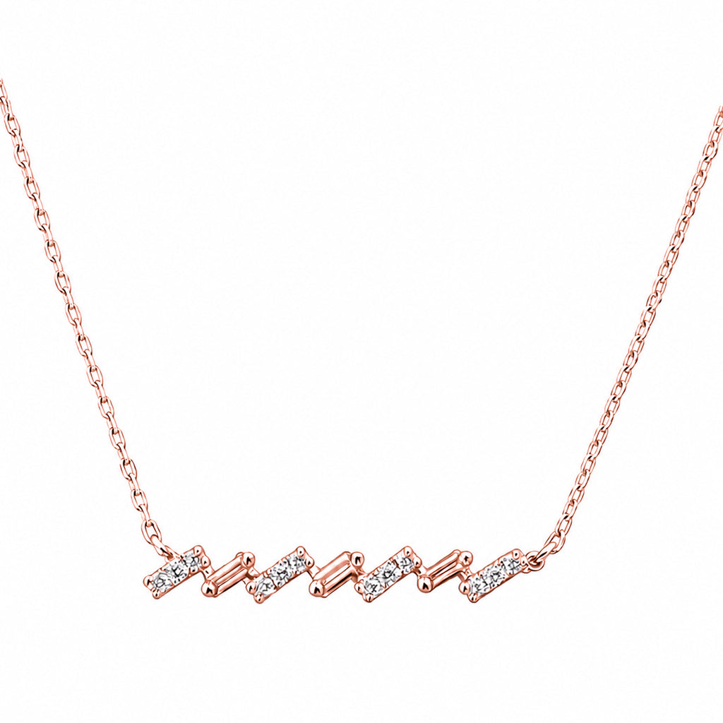 14K Gold Lab-Grown Diamond Zigzag Bar Necklace