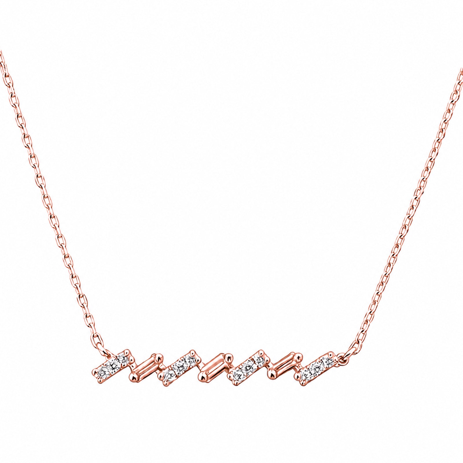 14K Gold Lab-Grown Diamond Zigzag Bar Necklace