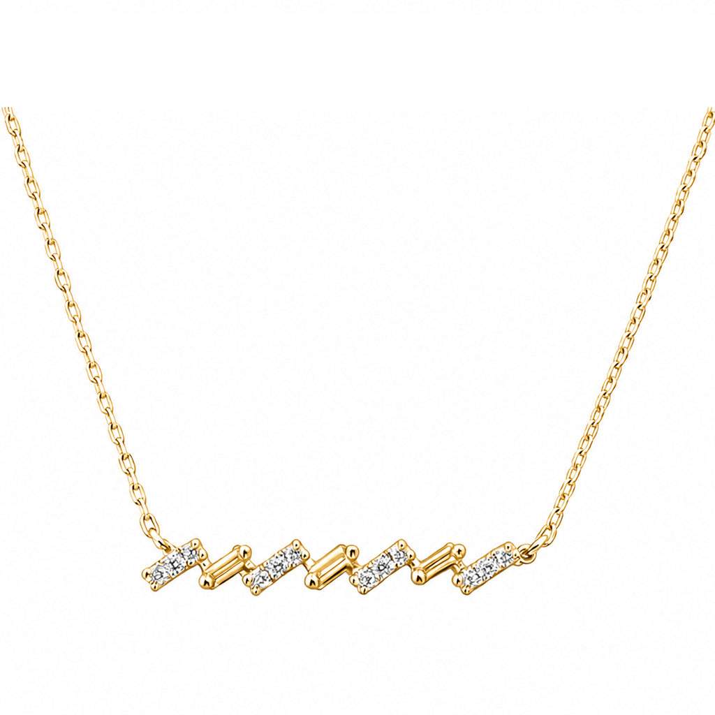 14K Gold Lab-Grown Diamond Zigzag Bar Necklace