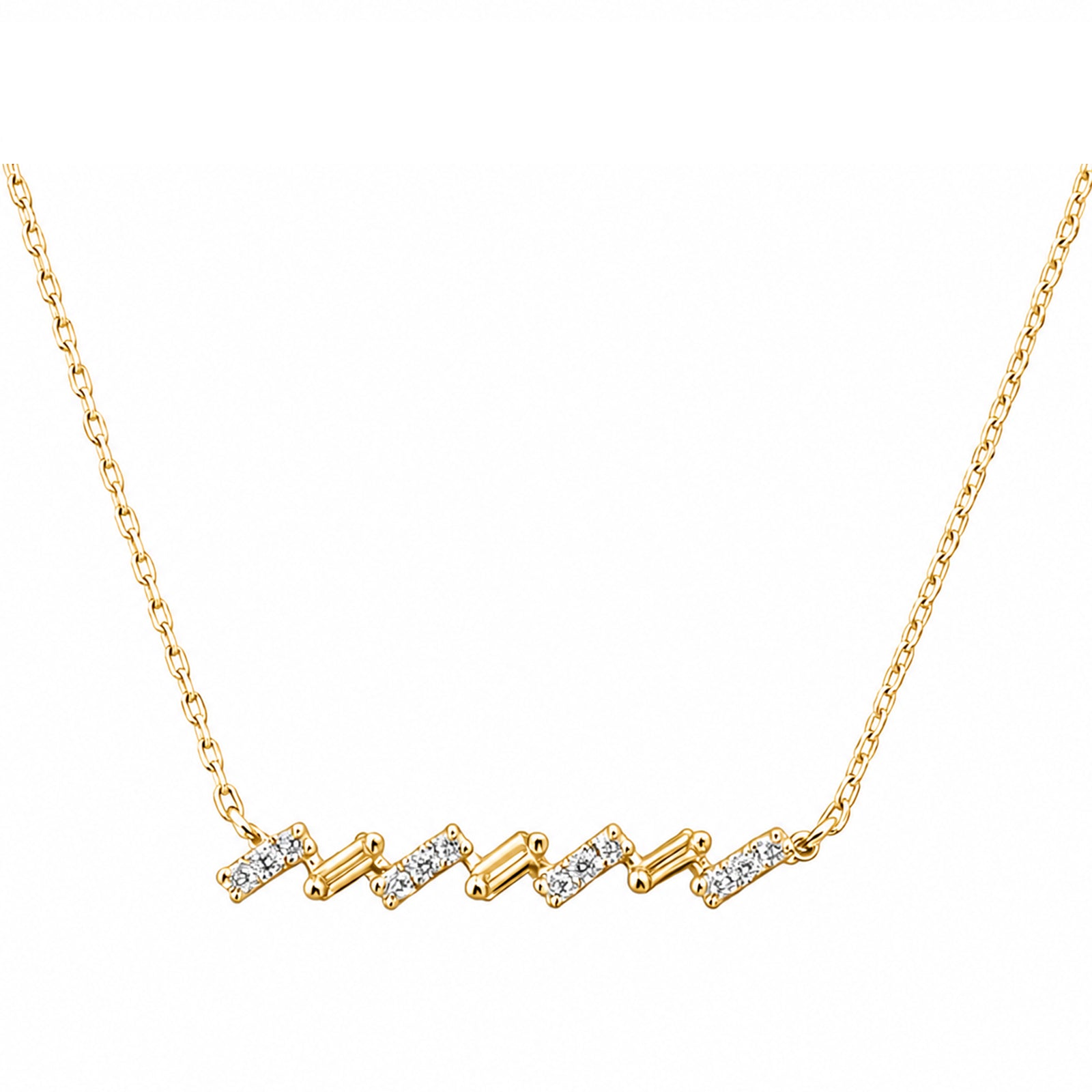 14K Gold Lab-Grown Diamond Zigzag Bar Necklace