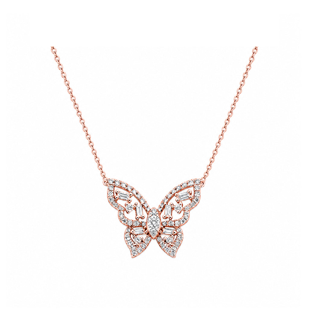 14K Gold Lab-Grown Diamond Butterfly Necklace